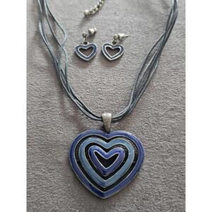 Blue Heart Necklace And Earrings